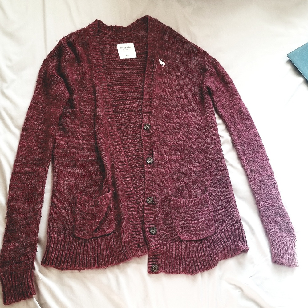 Abercrombie Burgundy Knit Cardigan